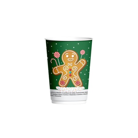 Papierový pohár Vianoce O80 mm/8oz , 250 ml [25 ks] Perník, 2-vrstvový